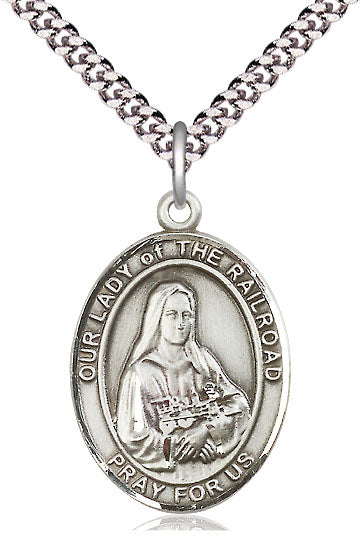 Our Lady of the Railroad Catholic Patron Saint Medal, pewter / sterling silver / gold-filled, Bliss Manufacturing