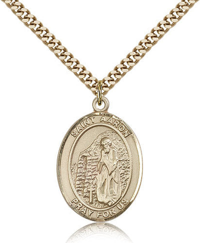 St Aaron Medal Necklace, gold-filled, Bliss Manufacturing