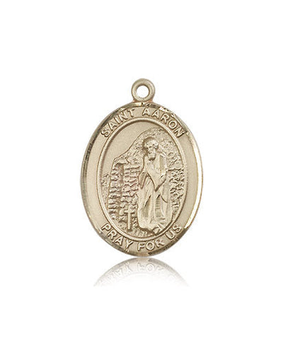 St Aaron Medal Necklace, 14kt gold, Bliss Manufacturing