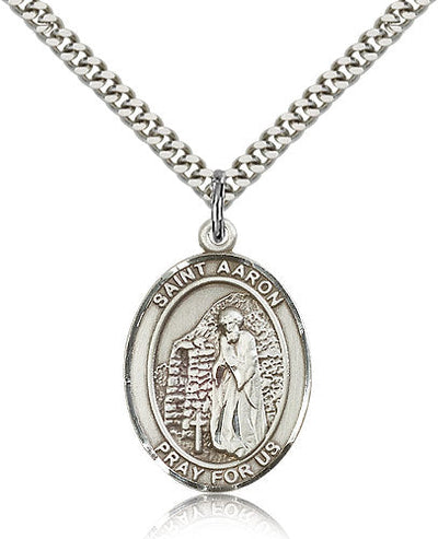 St Aaron Medal Necklace, pewter / sterling silver / gold-filled, Bliss Manufacturing