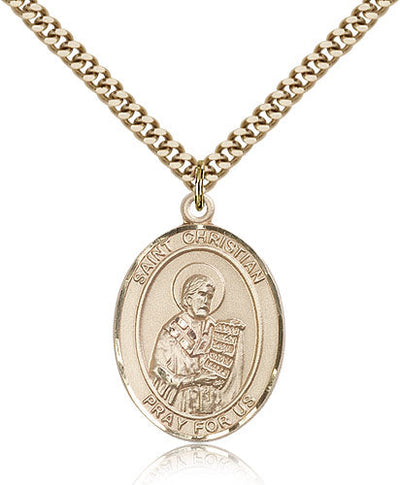 St Christian Demosthenes Medal Necklace, gold-filled, Bliss Manufacturing