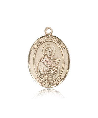 St Christian Demosthenes Medal Necklace, 14kt gold, Bliss Manufacturing