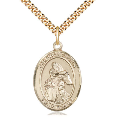 St Prophet Isaiah Catholic Saint Gold-Plated Medal with Plated Chain, Bliss Manufacturing