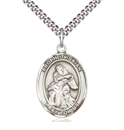 St Prophet Isaiah Catholic Saint Sterling Silver Medal with Plated Chain, Bliss Manufacturing