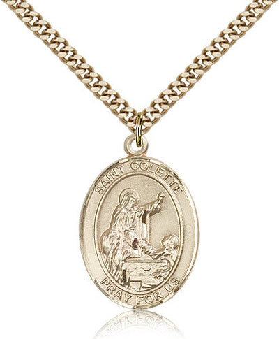 St Colette Medal Necklace, gold-filled, Bliss Manufacturing