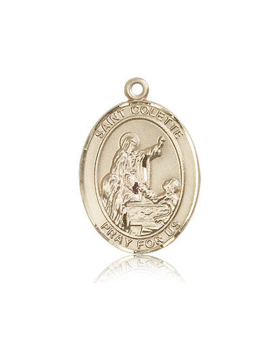 St Colette Medal Necklace, 14kt gold, Bliss Manufacturing