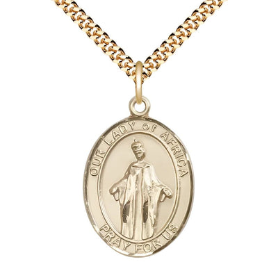 Our Lady of Africa Gold-Filled Medal with Gold-Plated Chain, Bliss Manufacturing