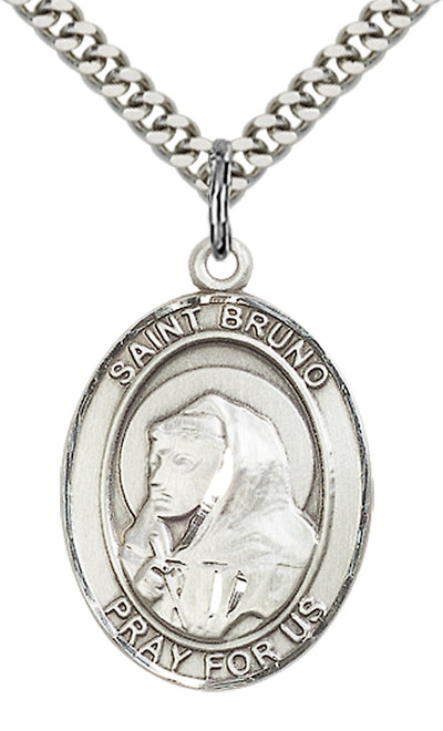 St Bruno Medal Necklace, pewter / sterling silver / gold-filled, Bliss Manufacturing