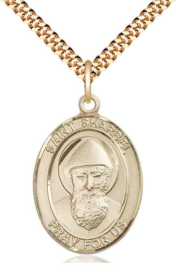 St Sharbel Catholic Saint Medal, gold-filled, Bliss Manufacturing