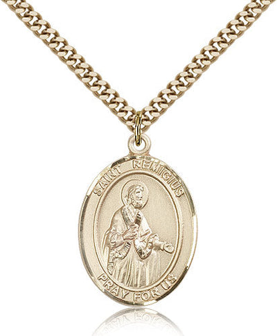 St Remigius of Reims Medal Necklace, gold-filled, Bliss Manufacturing
