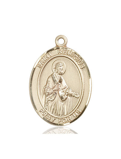 St Remigius of Reims Medal Necklace, 14kt gold, Bliss Manufacturing