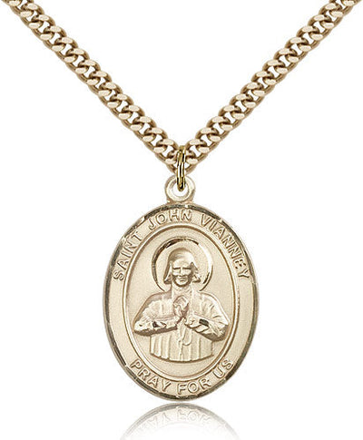 St John Vianney Medal Necklace, gold-filled, Bliss Manufacturing