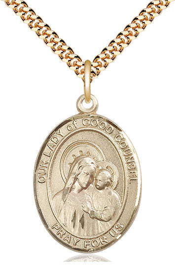 Our Lady of Good Counsel Catholic Patron Saint Medal, gold-filled, Bliss Manufacturing