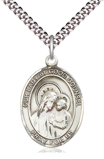 Our Lady of Good Counsel Catholic Patron Saint Medal, pewter / sterling silver / gold-filled, Bliss Manufacturing
