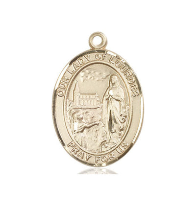 Our Lady of Lourdes Catholic Patron Saint Large 14kt Gold Medal, Bliss Manufacturing