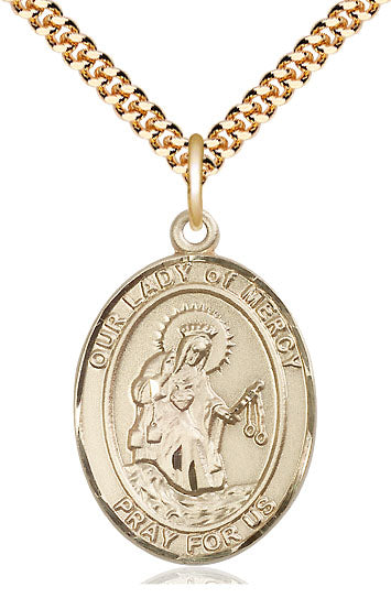 Our Lady of Mercy Catholic Patron Saint Medal, gold-filled, Bliss Manufacturing