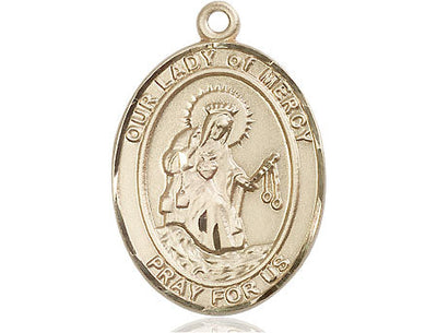 Our Lady of Mercy Catholic Patron Saint Medal, 14kt gold, Bliss Manufacturing