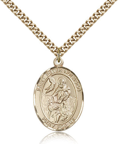 St Peter Nolasco Catholic Saint Medal, gold-filled, Bliss Manufacturing