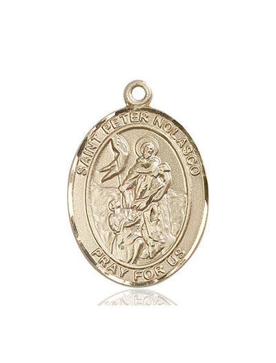 St Peter Nolasco Catholic Saint Medal, 14kt gold, Bliss Manufacturing
