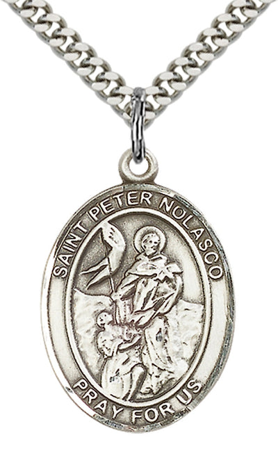 St Peter Nolasco Catholic Saint Medal, pewter / sterling silver / gold-filled, Bliss Manufacturing