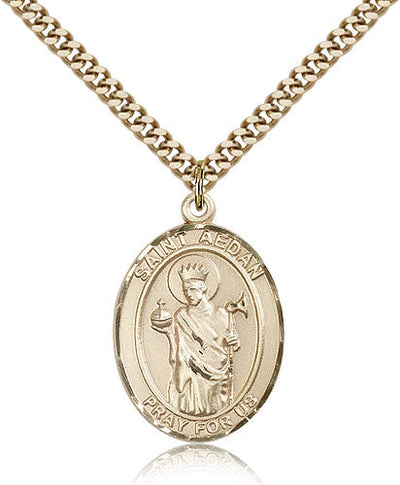 St Aedan of Ferns Medal Necklace, gold-filled, Bliss Manufacturing