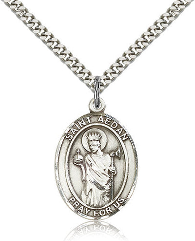 St Aedan of Ferns Medal Necklace, pewter / sterling silver / gold-filled, Bliss Manufacturing