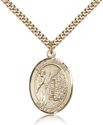 St Fiacre Medal Necklace, gold-filled, Bliss Manufacturing