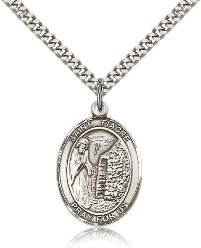 St Fiacre Medal Necklace, pewter / sterling silver / gold-filled, Bliss Manufacturing