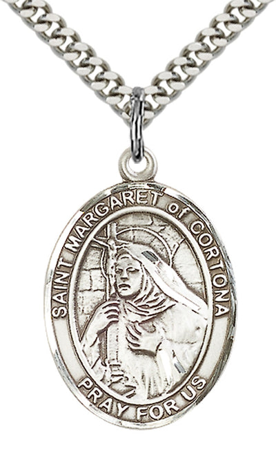 St Margaret of Cortona Medal Necklace, pewter / sterling silver / gold-filled, Bliss Manufacturing