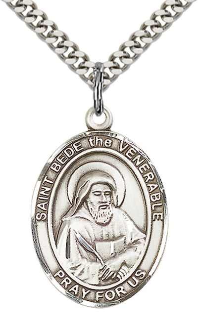 St Bede the Venerable Medal Necklace, pewter / sterling silver / gold-filled, Bliss Manufacturing