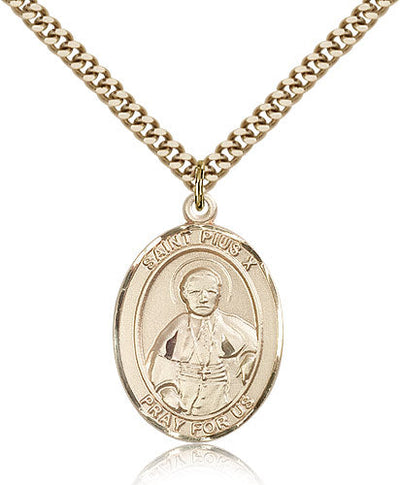 St Pius X Catholic Saint Medal, gold-filled, Bliss Manufacturing