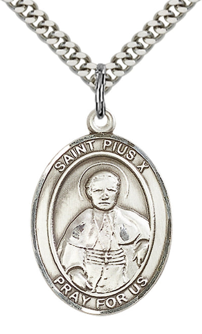 St Pius X Catholic Saint Medal, pewter / sterling silver / gold-filled, Bliss Manufacturing