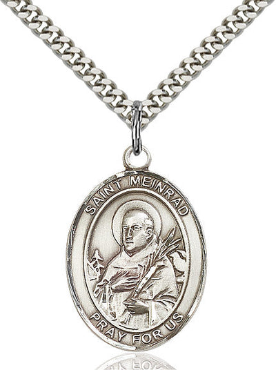 St Meinrad of Einsideln Medal Necklace, pewter / sterling silver / gold-filled, Bliss Manufacturing
