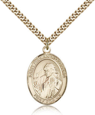 St Finnian of Clonard Medal Necklace, gold-filled, Bliss Manufacturing