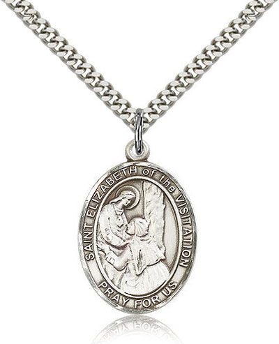 St Elizabeth of the Visitation Medal Necklace, pewter / sterling silver / gold-filled, Bliss Manufacturing