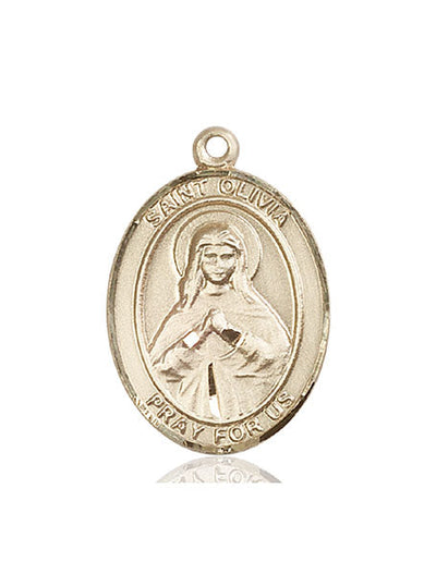 St Olivia Catholic Saint Oval Medal, 14kt gold, Bliss Manufacturing