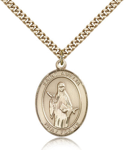 St Amelia Medal Necklace, gold-filled, Bliss Manufacturing