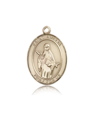St Amelia Medal Necklace, 14kt gold, Bliss Manufacturing