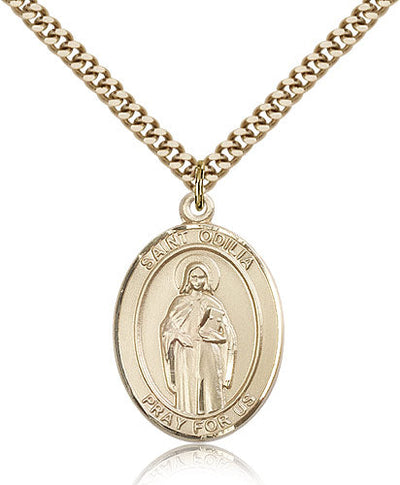 St Odilia Catholic Saint Oval Medal, gold-filled, Bliss Manufacturing