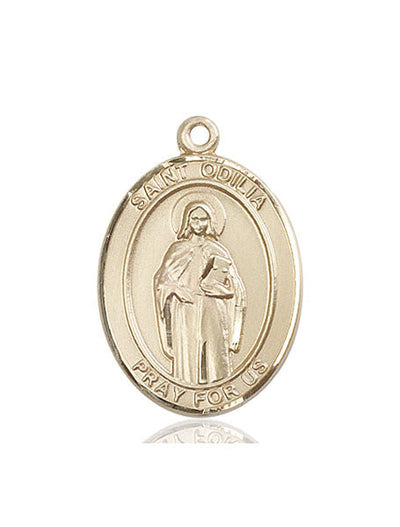St Odilia Catholic Saint Oval Medal, 14kt gold, Bliss Manufacturing