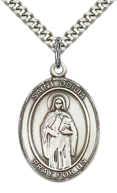 St Odilia Catholic Saint Oval Medal, pewter / sterling silver / gold-filled, Bliss Manufacturing