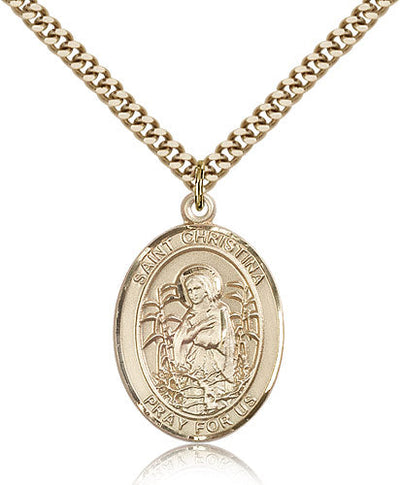 St Christina the Astonishing Medal Necklace, gold-filled, Bliss Manufacturing