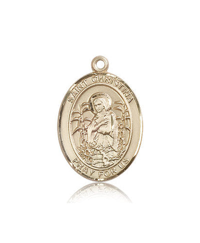 St Christina the Astonishing Medal Necklace, 14kt gold, Bliss Manufacturing