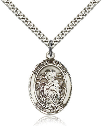 St Christina the Astonishing Medal Necklace, pewter / sterling silver / gold-filled, Bliss Manufacturing