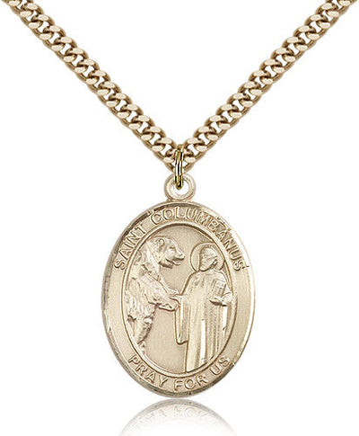 St Columbanus Medal Necklace, gold-filled, Bliss Manufacturing
