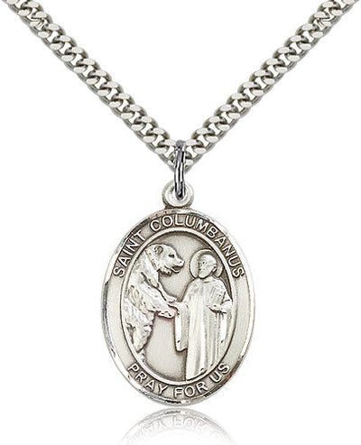 St Columbanus Medal Necklace, pewter / sterling silver / gold-filled, Bliss Manufacturing