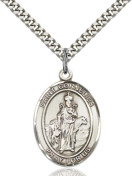 St Cornelius Medal Necklace, pewter / sterling silver / gold-filled, Bliss Manufacturing
