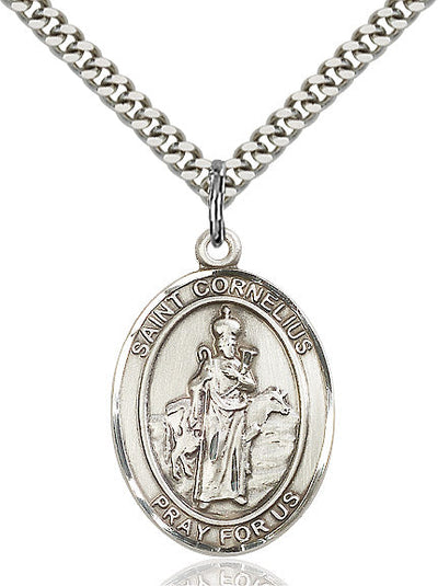 St Cornelius Medal Necklace, pewter / sterling silver / gold-filled, Bliss Manufacturing