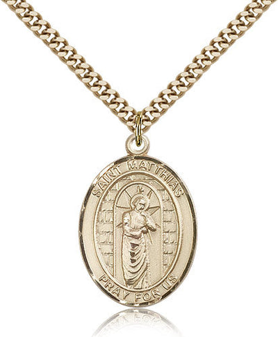 St Matthias the Apostle Medal Necklace, gold-filled, Bliss Manufacturing