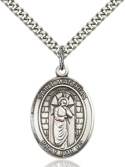 St Matthias the Apostle Medal Necklace, pewter / sterling silver / gold-filled, Bliss Manufacturing